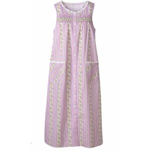 Lanz of Salzburg Purple Floral Check Sleeveless Jumper Dress/ Sun Dress- Size XL